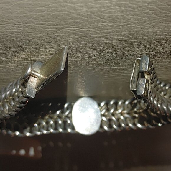 Sterling Silver Mexico Bracelet Simulated Purple Cats Eye Gemstone 925 Jewelry - Picture 15 of 16